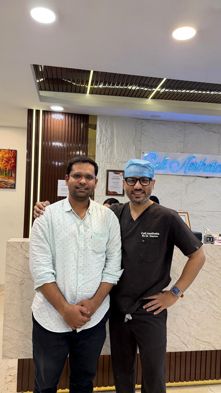 Happy hair transplant patient with Dr Gaurav Solanki, Hair Transplant Surgeon Gurgaon